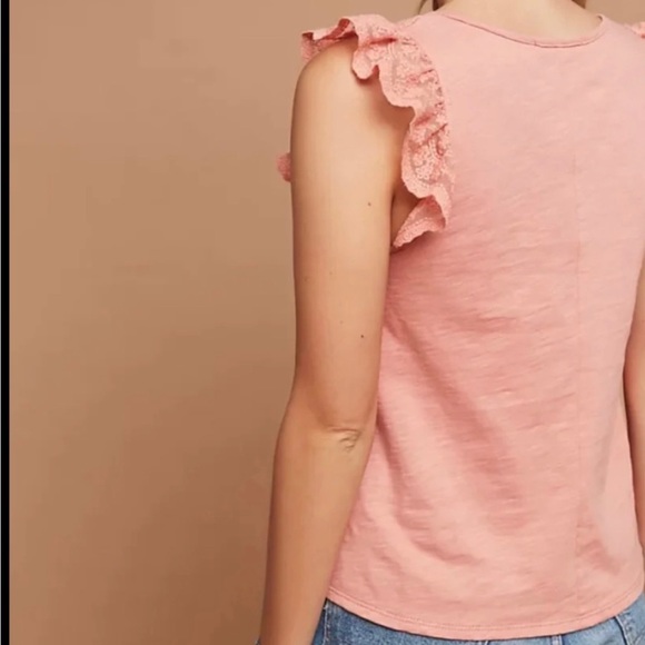 Anthropologie Eri + Ali ruffled lace V-neck - Picture 4 of 8